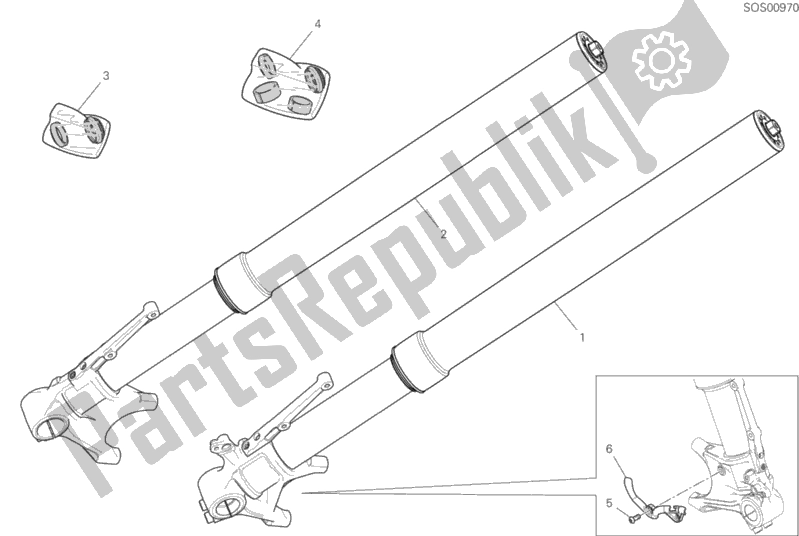 All parts for the Front Fork of the Ducati Hypermotard 950 SP USA 2020